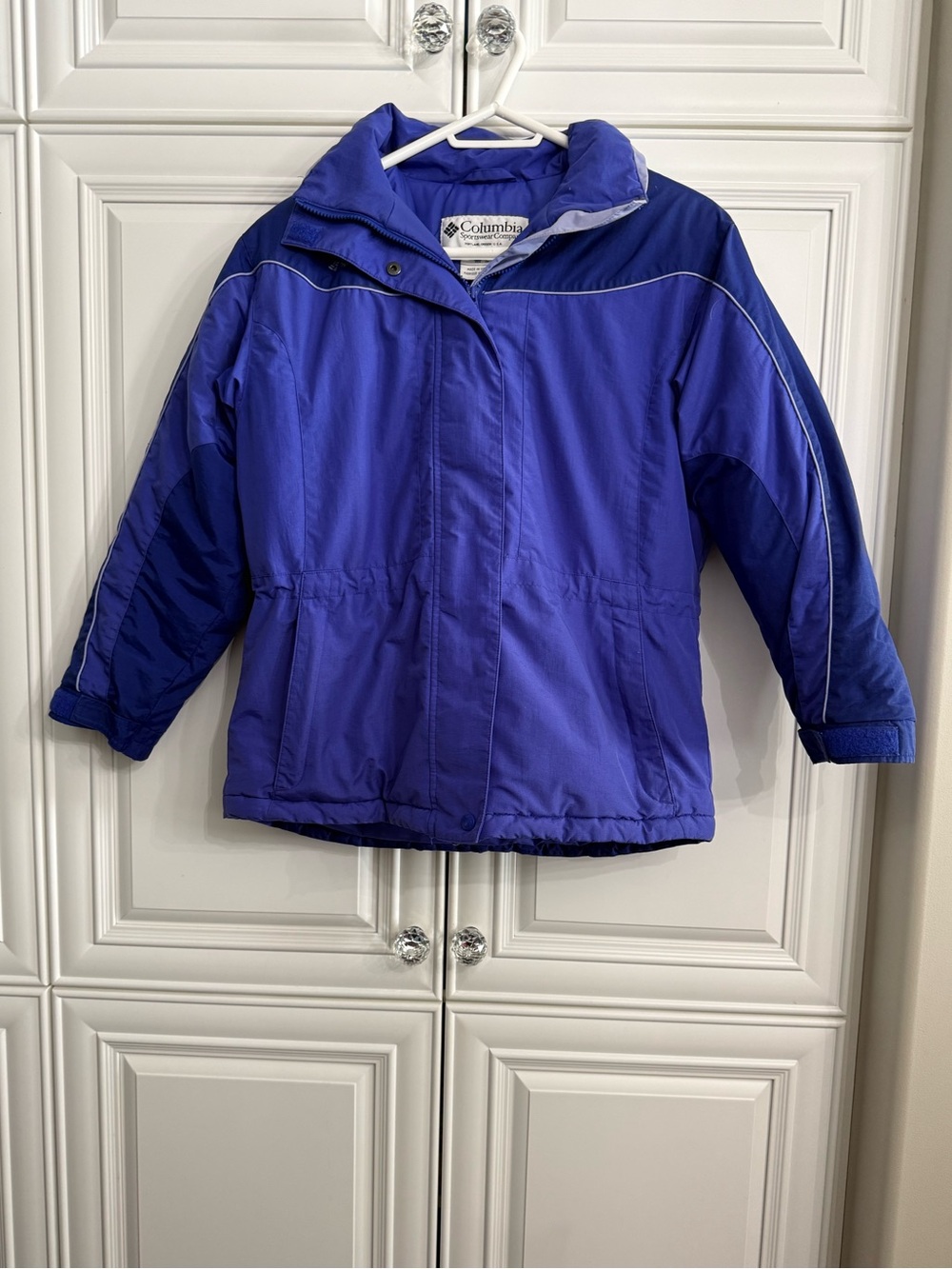 Columbia Girls Vintage Blue Ski Winter Jacket Cinch Waist Retro Size L 14/16